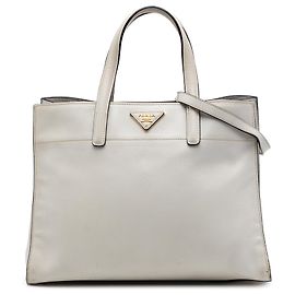 Tote Prada White Saffiano Soft Triple Pocket