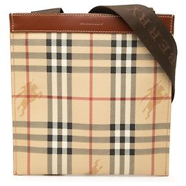 Borsa a tracolla in tela rivestita Burberry Beige Haymarket Check