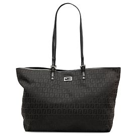 Tote en toile Zucchino noire Fendi