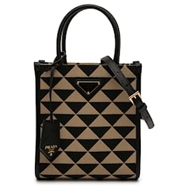 Borsa Prada Brown Mini Embroidered Jacquard Symbole Triangolo