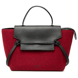 Celine Red Mini Filz- und Kalbsleder-Schultertasche - Céline