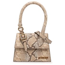 Jacquemus Le Chiquito Moyen Satchel aus beige Schlangenprägeleder