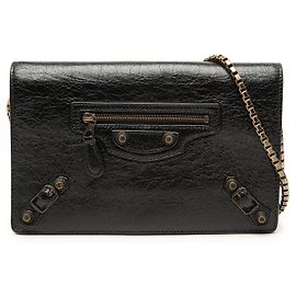 Portafoglio con catena Balenciaga Black Lambskin Motocross Giant 12