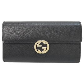 Gucci Langer Ledergeldbörse in Schwarz