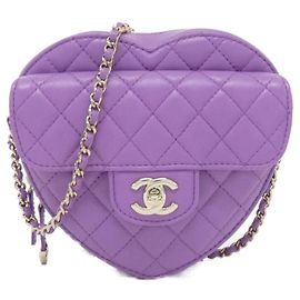Bolso de hombro Chanel AS3191 de piel de cordero morado