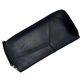 Langer Loewe Ledergeldbörse in Schwarz