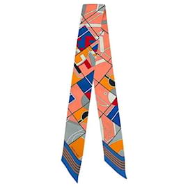 Sciarpa Twilly Hermès blu e rosa