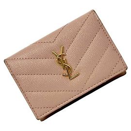 Saint Laurent Tri-fold Wallet aus rosa Leder