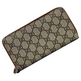 Gucci Rundes langes Portemonnaie Beige Braun
