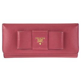 Portafoglio lungo in pelle Saffiano con nastro Prada