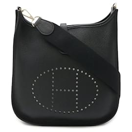 Hermes Evelyne II Schultertasche aus schwarzem Leder - Hermès