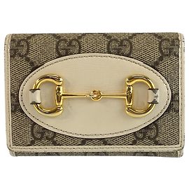 Gucci Horsebit Kompaktgeldbörse Beige Elfenbein