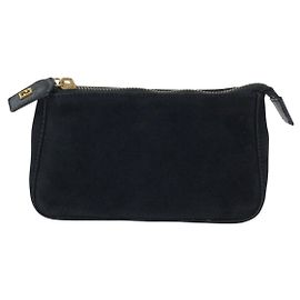 Pochette Fendi em nubuck preto e dourado