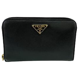 Prada Bi-fold Wallet in Black Leather
