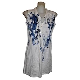 Alexander McQueen MCQ Mini-Kleid aus Baumwolle in Blau/Weiß