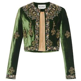 Etro Spring 2018 grüne bestickte Samtjacke