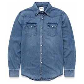 Acne Studios Camicia Western in Denim Blu