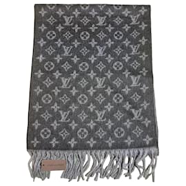 Sciarpa Louis Vuitton Monogram in Lana e Cashmere - Grigio