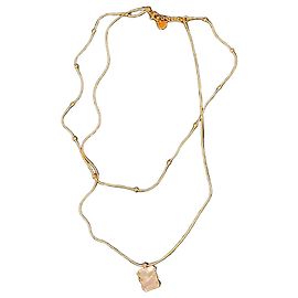 Autre Marque Collar de doble capa dorado con colgante rectangular de nácar