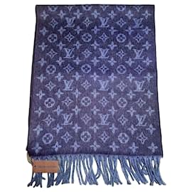 Louis Vuitton Sciarpa Monogram in Lana e Cashmere - Blu
