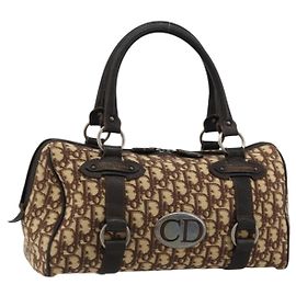 Borsa Christian Dior Trotter Canvas Marrone Argento Auth 181890V