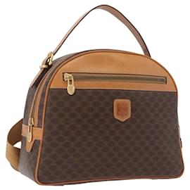 Céline CELINE Macadam Canvas Backpack PVC Leather Brown Gold Auth 181895A