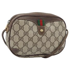 Borsa GUCCI GG Supreme Web Sherry Line in PVC Beige Oro 156 02 066 Auth 182402