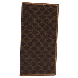 Céline Cartera de billetera CELINE Macadam Canvas PVC Cuero Marrón Auth am11691A