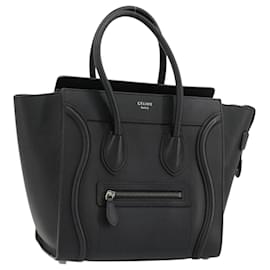 Céline Borsa CELINE Luggage Micro Shopper in pelle nera con dettagli argento Autentica 181819SAM