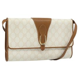 Borsa a Spalla GUCCI GG Supreme PVC Bianco Oro 904 02 050 Auth 182377