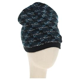 Cappello CHANEL Tweed Navy CC Auth 182058M