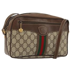 Borsa GUCCI GG Supreme Web Sherry Line PVC Beige Oro 001 56 0860 Auth 180110