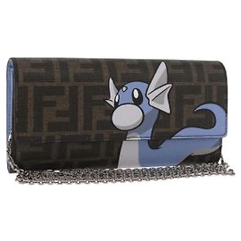 FENDI FENDI x FRGMT x POKMON Zucca Canvas Chain Wallet Mini Ryu Auth 167391SM