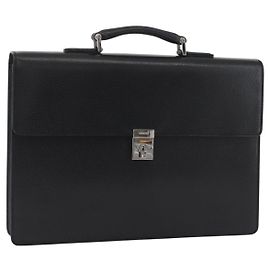 Borsa Business GUCCI in pelle nera argento 015 0235 Auth 180056