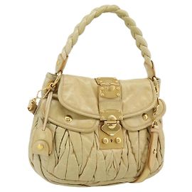 Borsa Miu Miu Matelasse in pelle 2way Yellow Gold Auth 182016V