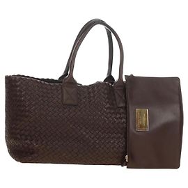 BOTTEGA VENETA INTRECCIATO Cabas MM Bag Cuero Marrón 115664 Auth yk20402SAV