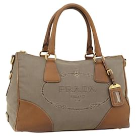 Borsa PRADA in tela e pelle marrone oro Auth 182363 - Prada