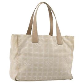 CHANEL Nuova Borsa Tote Travel in Nylon Beige Oro CC Auth 180904