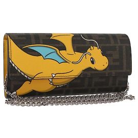 Portafoglio a tracolla con catena Zucca Canvas FENDI x FRGMT x POKMON Kairyu Auth 167330SM