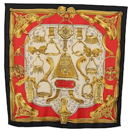 HERMES Carré 90 Sciarpa "ETRIERS" Seta Oro Autentico 182548M - Hermès