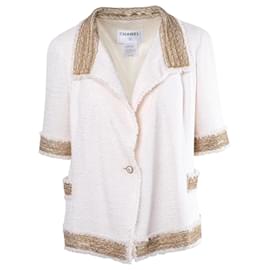 Chanel Kurzarmjacke in Elfenbein mit Seidenfutter