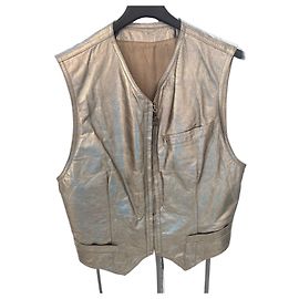 Gianni Versace Gilet in pelle metallizzata argento