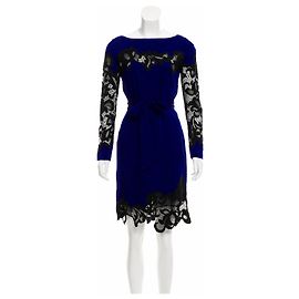 Diane von Furstenberg Abito Ernestina in Seta e Pizzo - Blu Cobalto