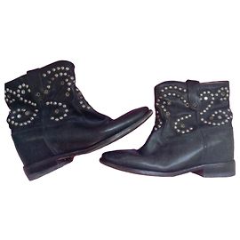 Isabel Marant Botas Cowboy de cuero negro con tachuelas