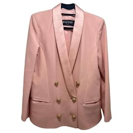 Blazer rosa pallido Balmain con doppio abbottonatura