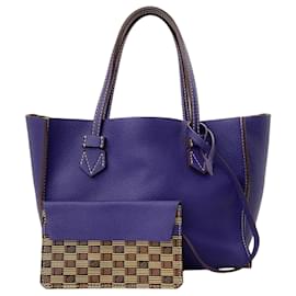 Tote reversibile Brégancon in pelle di vitello viola Moreau Paris