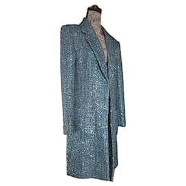 Abrigo Chanel de Tweed con lentejuelas azul