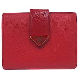 Prada Bi-fold-Geldbörse aus rotem Saffiano-Leder