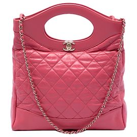 Borsa shopping Chanel Pink Small Quilted Shiny Aged Calfskin 31