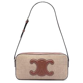 Borsa a tracolla Celine Cuir Triomphe in tela beige e pelle di vitello - Céline